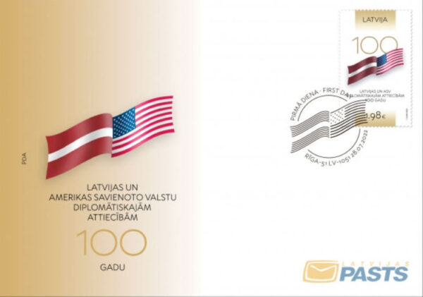 Latvia Lettland 2022 100th of the diplomatic relations between Latvia and USA FDC