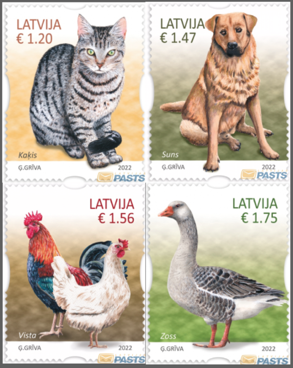 Latvia Lettland 2022 Domestic Animals Set of 4 stamps MNH