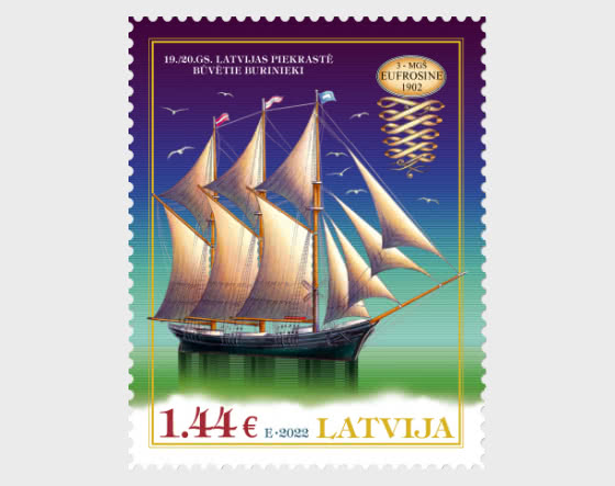 Latvia Lettland 2022 Three-masted sailing schooner Eifrosine Stamp mint