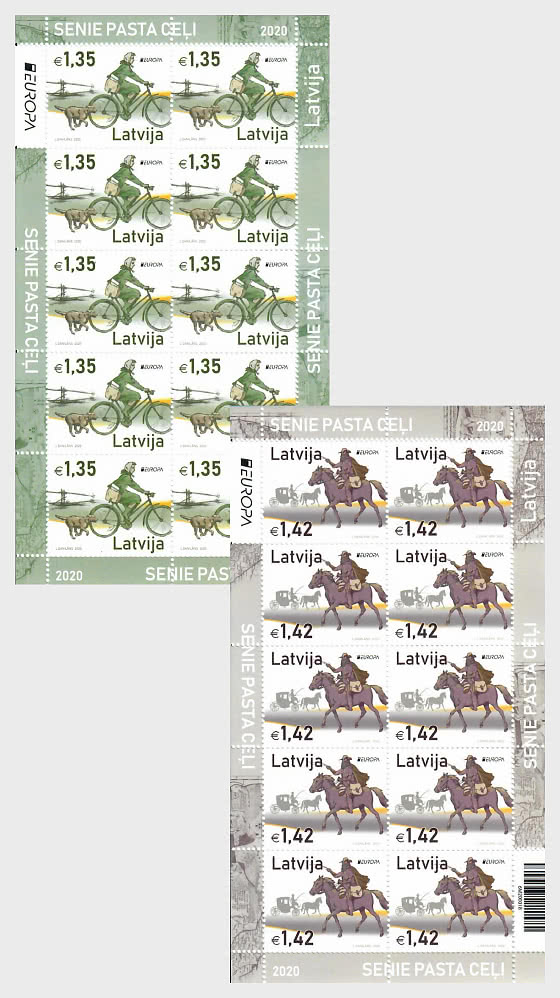 Latvia Lettland Lettonie 2020 Europa CEPT Postal history set of 2 sheetlets MNH