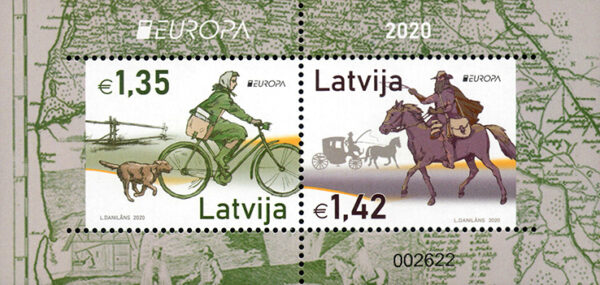 Latvia Lettland Lettonie 2020 Europa CEPT Postal history numbered limited edition block MNH