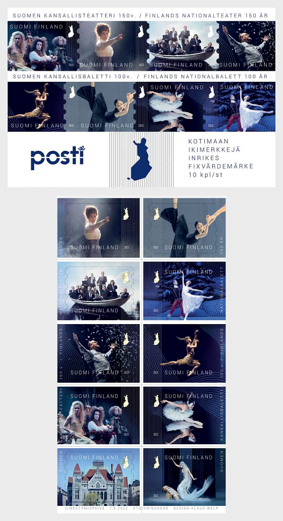 Finland 2022 Anniversaries of 2022 on Stage Opera Theatre set of 10 stamps in booklet MNH