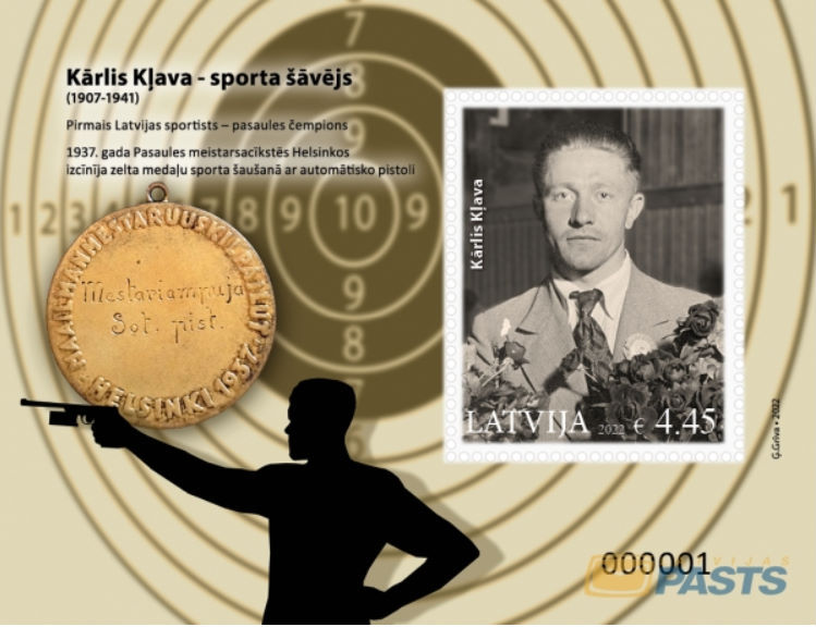 Latvia Lettland 2022 The legends of Latvian sports Karlis Kļava Block - Image 1