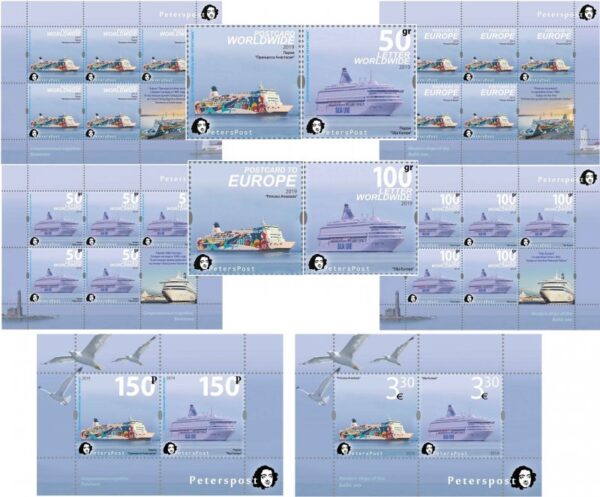 Russia and Finland 2019 Modern ships of the Baltic sea Peterspost Joint issue super full set of 4 stamps 2 blocks and 4 sheetlets MNH