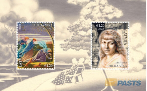 Latvia Lettland 2022 Painter Hilda Vika Block of 2 stamps
