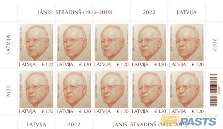 Latvia Lettland 2022 Academic Jānis Stradiņš Sheetlet of 10 stamps - Image 1