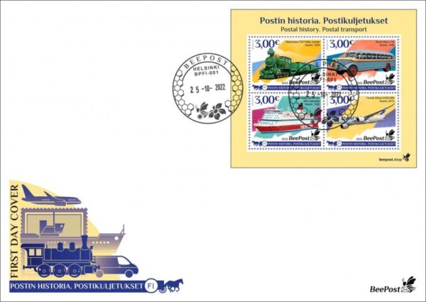 Finland 2022 Postal History BeePost FDC block