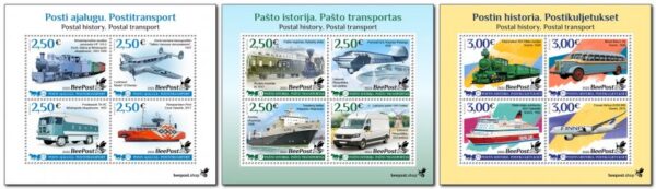 Estonia Lithuania Finland 2022 Postal History BeePost Full complete of 3 blocks of 4 stamps MNH