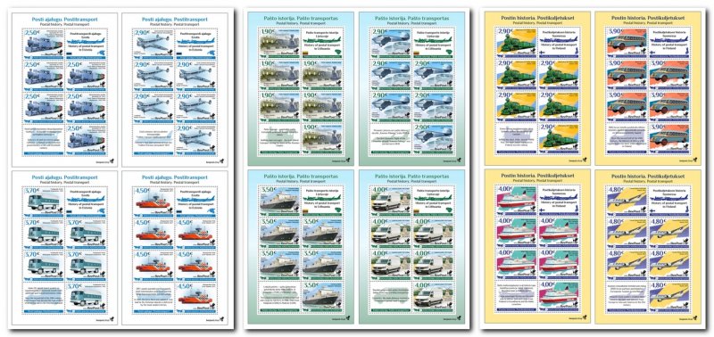Estonia Lithuania Finland 2022 Postal History BeePost Full complete of 3 sets of 4 sheetlets of 6 stamps MNH - Image 1