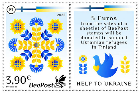 Finland 2022 Support to Ukraine BeePost Stamp mint with label
