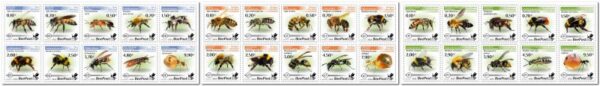 Estonia Lithuania Finland 2022 Honey insects BeePost Full complete of 3 sets of 10 stamps MNH