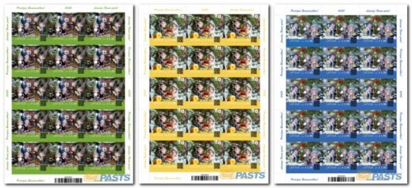 Latvia 2022 Christmas Set of 3 sheetlets of 15 stamps
