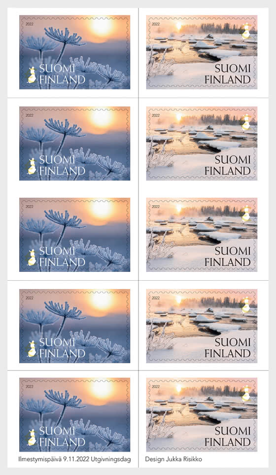 Finland 2022 Christmas and New Year Winter Light Sheetlet of 5 strips of 2 stamps