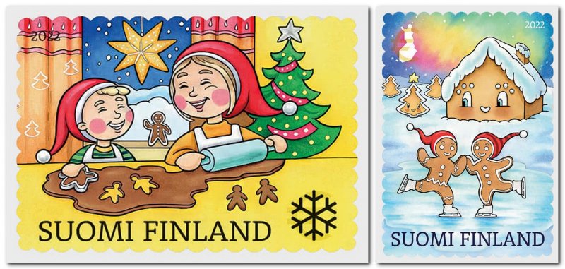 Finland Finnland Finlande 2022 Let Christmas Come Set of 2 stamps MNH - Image 1