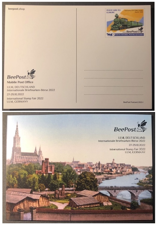 Finland 2022 Postal transport history Railway Postal stationary card International Philatelic exhibition in Ulm Germany BeePost mint