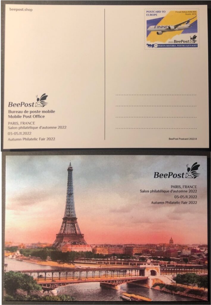 Finland 2022 Postal transport history Airmail Postal stationary card International Philatelic exhibition in Paris France BeePost MNH