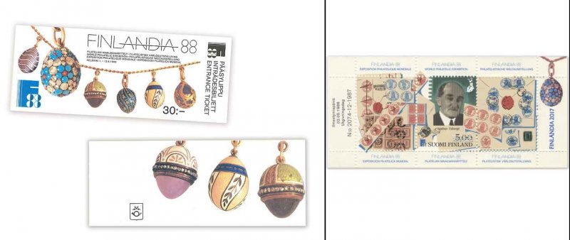 Finland 2017 Agathon Faberge - an outstanding philatelist and jeweler limited edition block in booklet with overprint Exhibition Finlandia-2017 MNH - Image 1