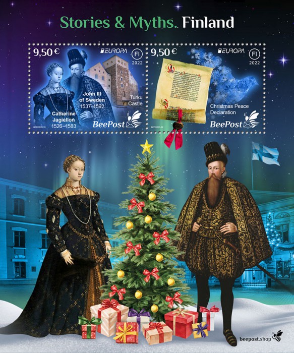 Finland 2022 Europa CEPT Stories and Myths Legends of ancient castles and Christmas traditions BeePost block MNH