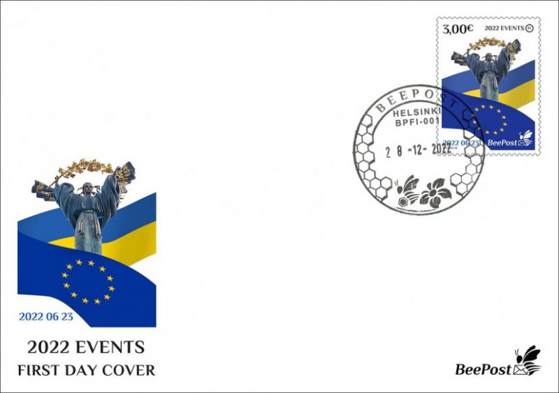 Finland 2022 Ukranian war and history events 23.06.22 Ukraine candidate for EU BeePost FDC stamps - Image 1