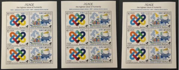 Estonia Lithuania Finland 2023 Europa CEPT Peace to Ukraine BeePost set of 3 sheetlets MNH