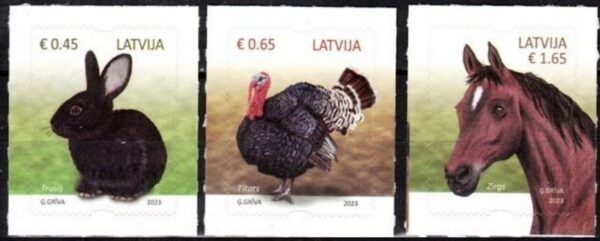 Latvia Lettland 2023 Definitives Farm animals and birds set of 3 stamps MNH