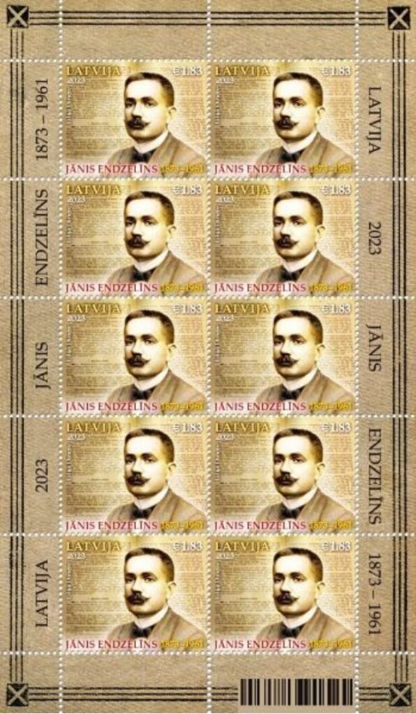 Latvia Lettland 2023 Latvian Linguist Janis Endzelins sheetlet mint