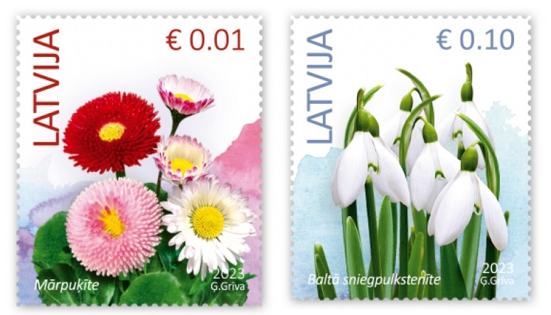 Latvia Lettland 2023 Definitives Flowres set of 2 stamps mint - Image 1