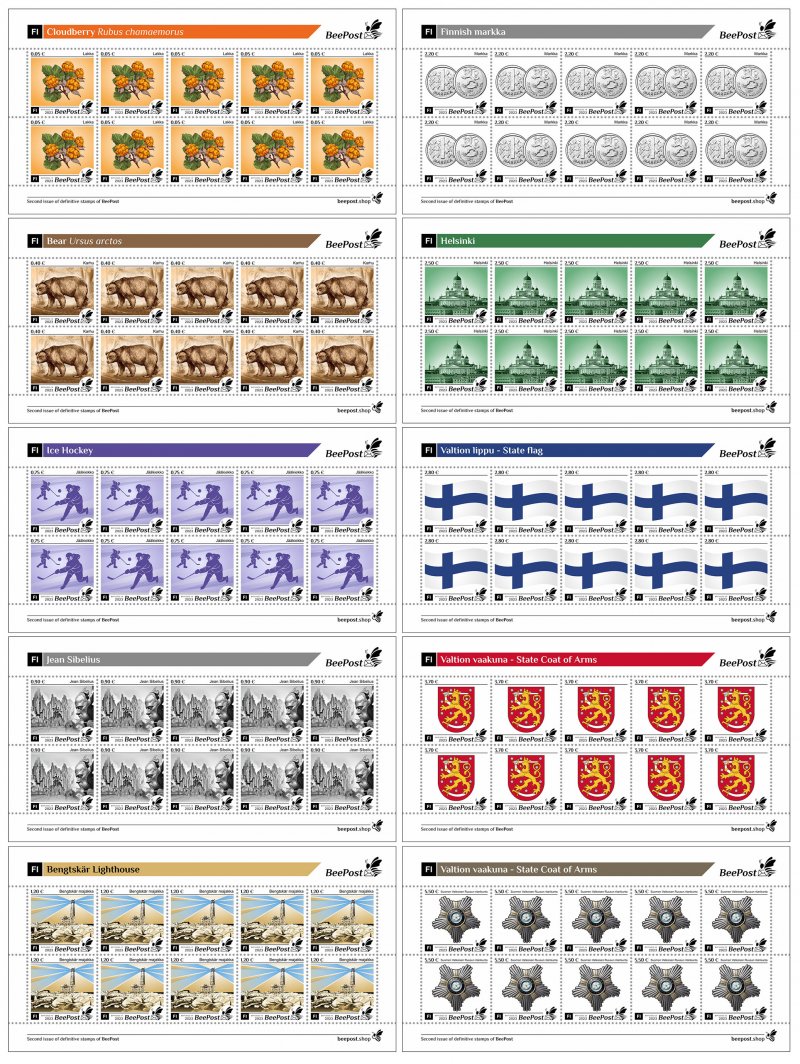 Finland 2023 BeePost Second definitives set of 10 sheetlets MNH - Image 1