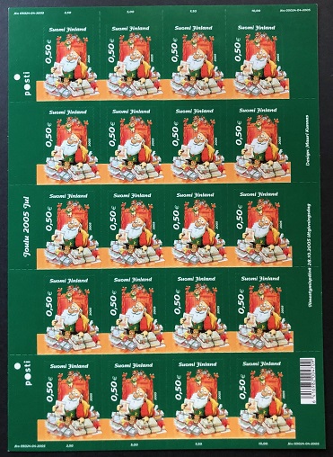 Finland 2005 Christmas sheetlet of 20 stamps MNH