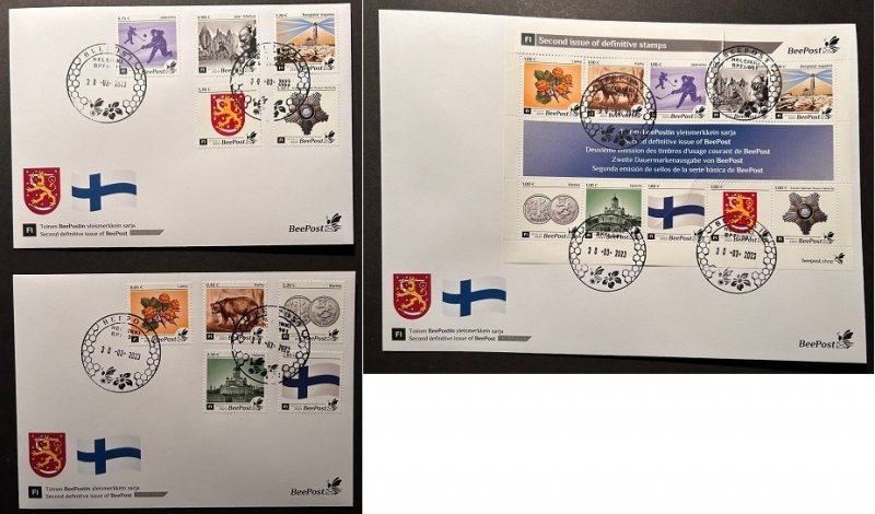 Finland 2023 BeePost Second definitives full set of 3 FDC's - Image 1