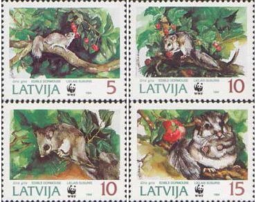 Latvia Lettland 1994 WWF Loir gris ( Glis Glis ) set of 4 stamps MNH