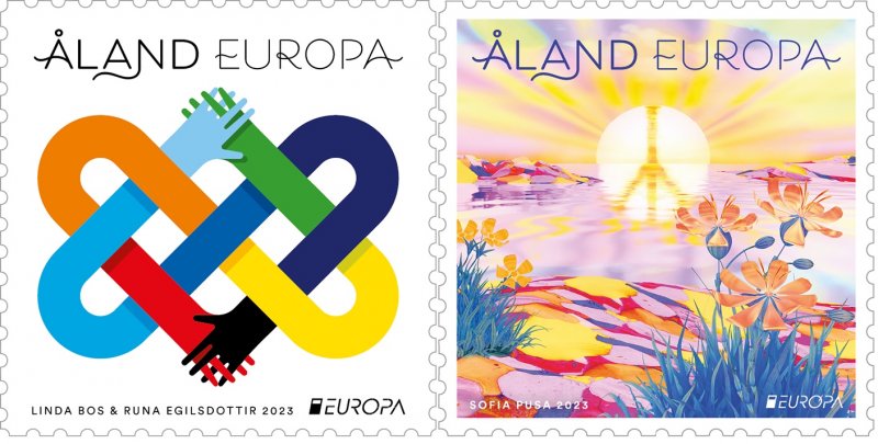 Aland Islands Åland Finland 2023 Europa CEPT Peace set of 2 stamps MNH - Image 1